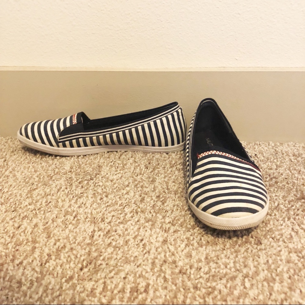 Nautica Weatherly Blue and White Striped Slip Ons